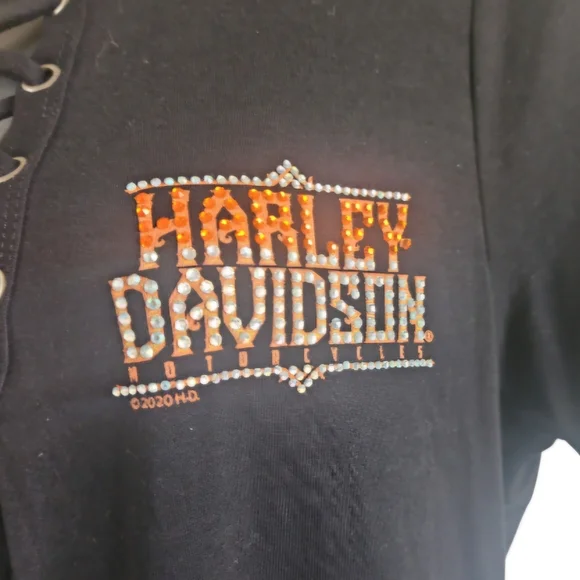 Women's Harley Davidson Short Sleeve Bling T-Shirt - Picture 5 of 9